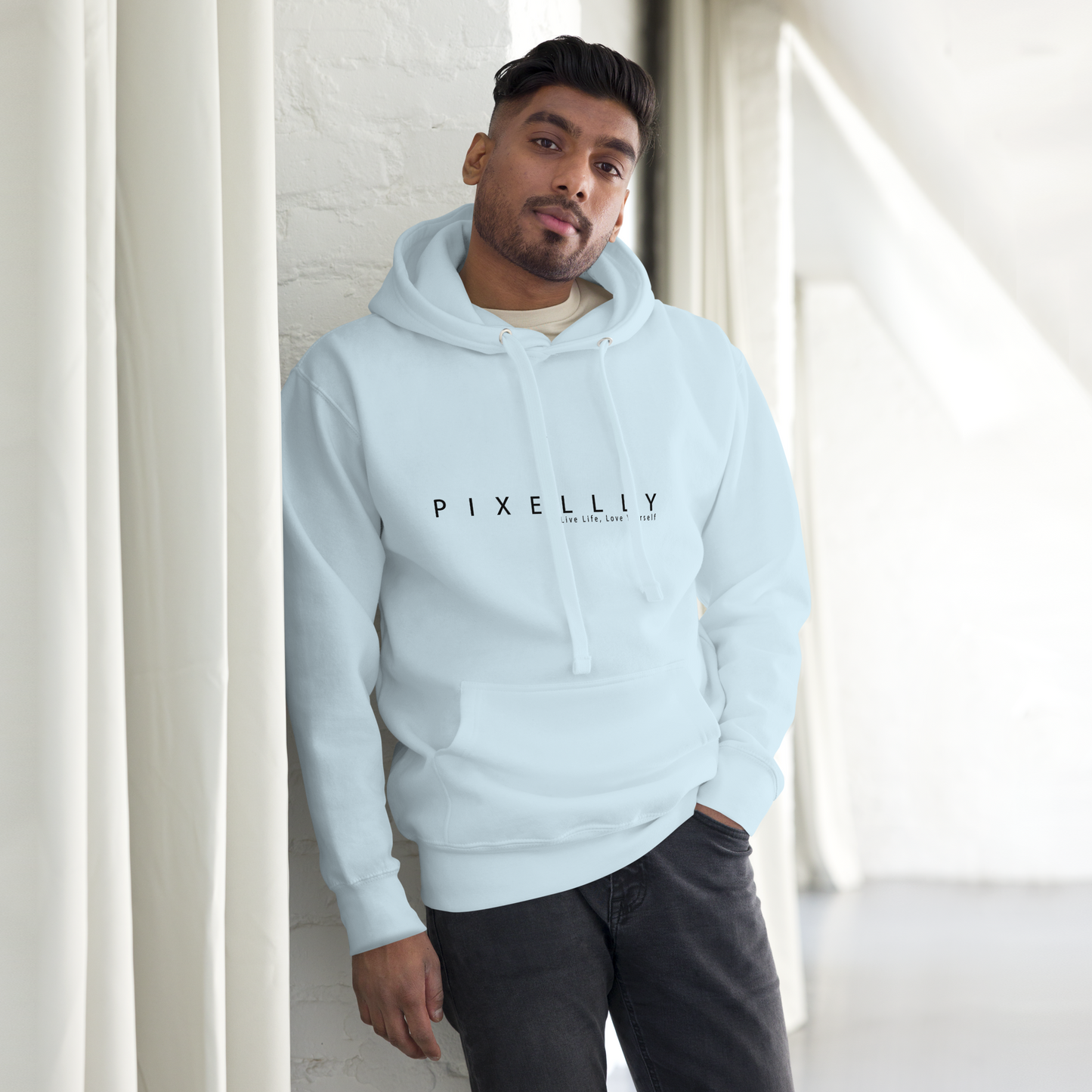 Mens Pixellly Hoodie - Live Life, Love Yourself