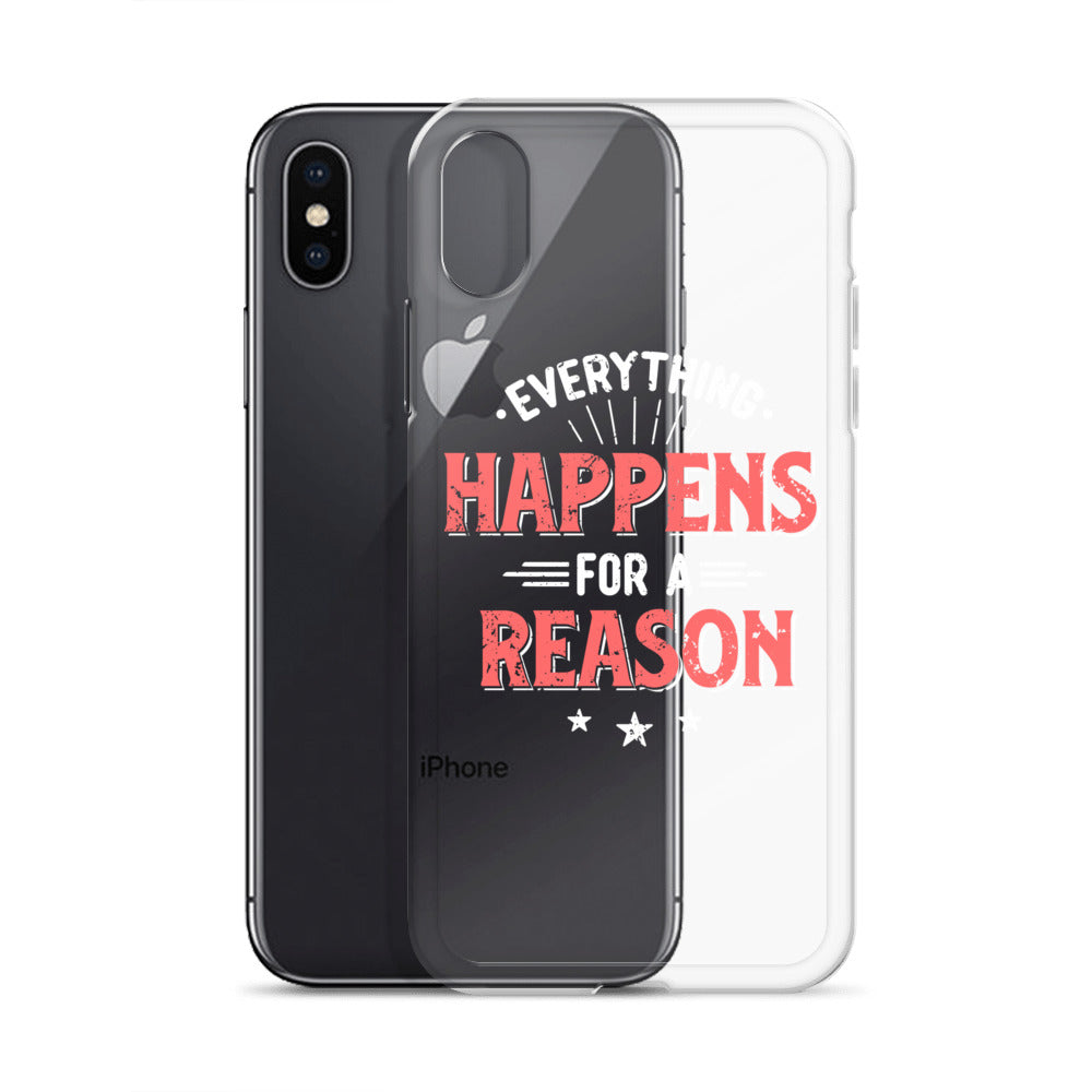 Clear Case for iPhone® - Everything Happens For A Reason - Black Phone - Pixellly ANZ