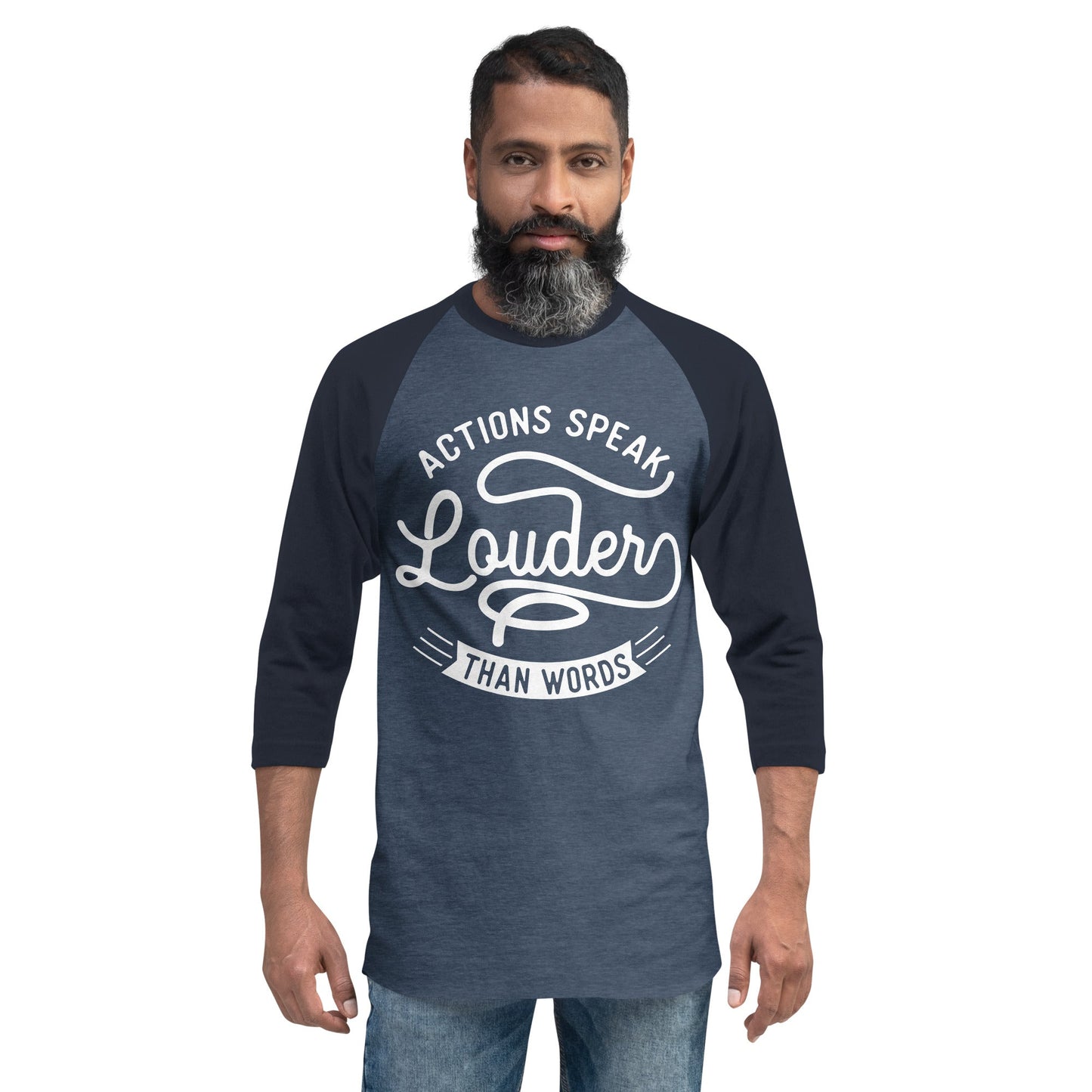 Mens Actions Speak Louder Than Words 3/4 sleeve raglan shirt - Pixellly ANZ