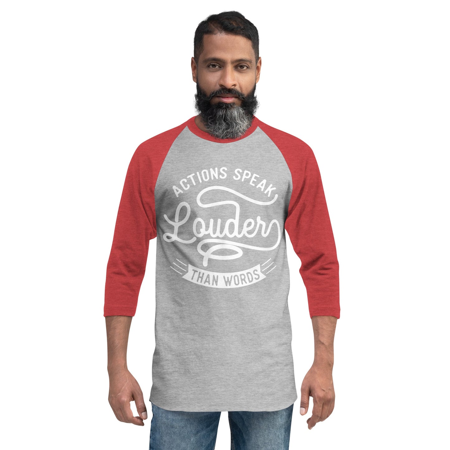 Mens Actions Speak Louder Than Words 3/4 sleeve raglan shirt - Pixellly ANZ
