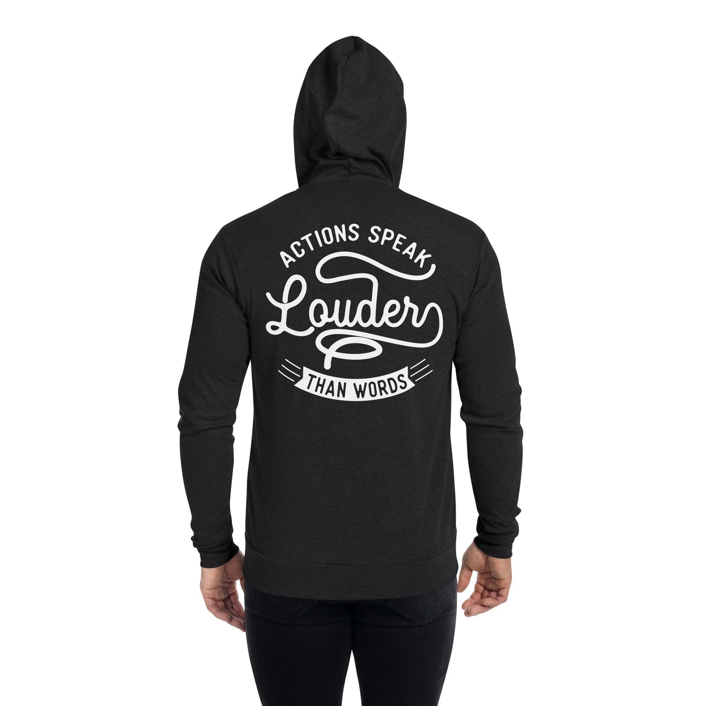 Mens Action Speaks Louder Than Words zip hoodie - Pixellly ANZ