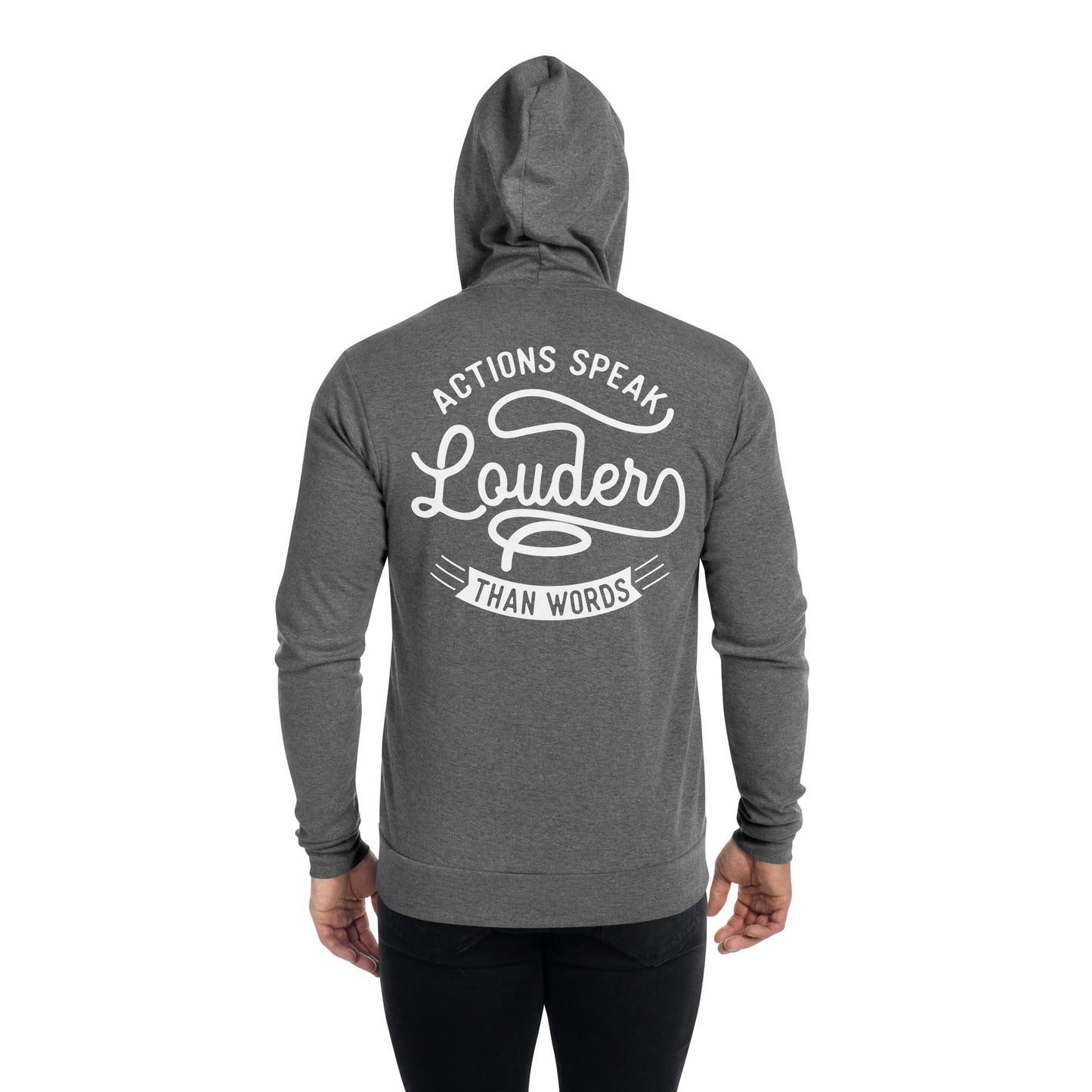 Mens Action Speaks Louder Than Words zip hoodie - Pixellly ANZ