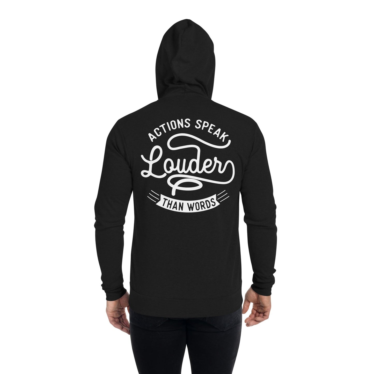 Mens Action Speaks Louder Than Words zip hoodie - Pixellly ANZ