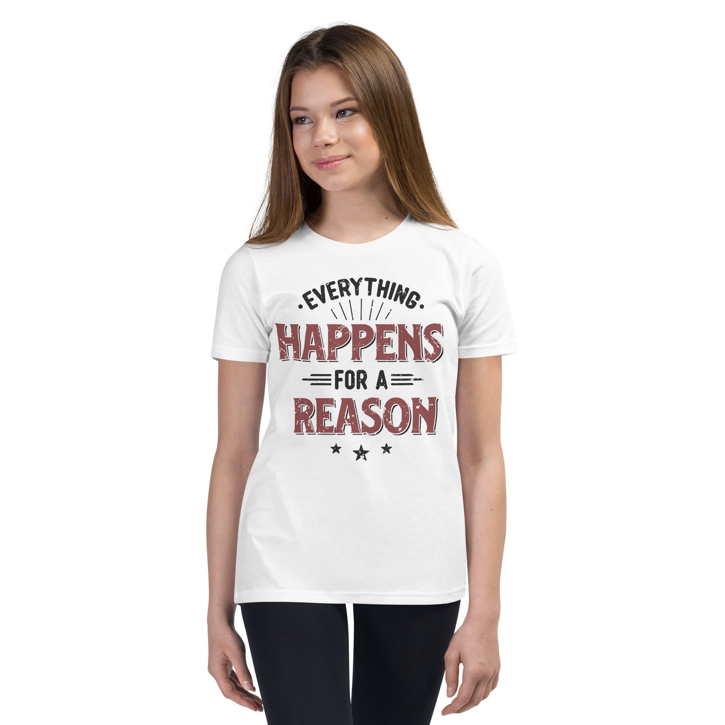 Girls Everything Happens For A Reason Short Sleeve T-Shirt - Pixellly ANZ