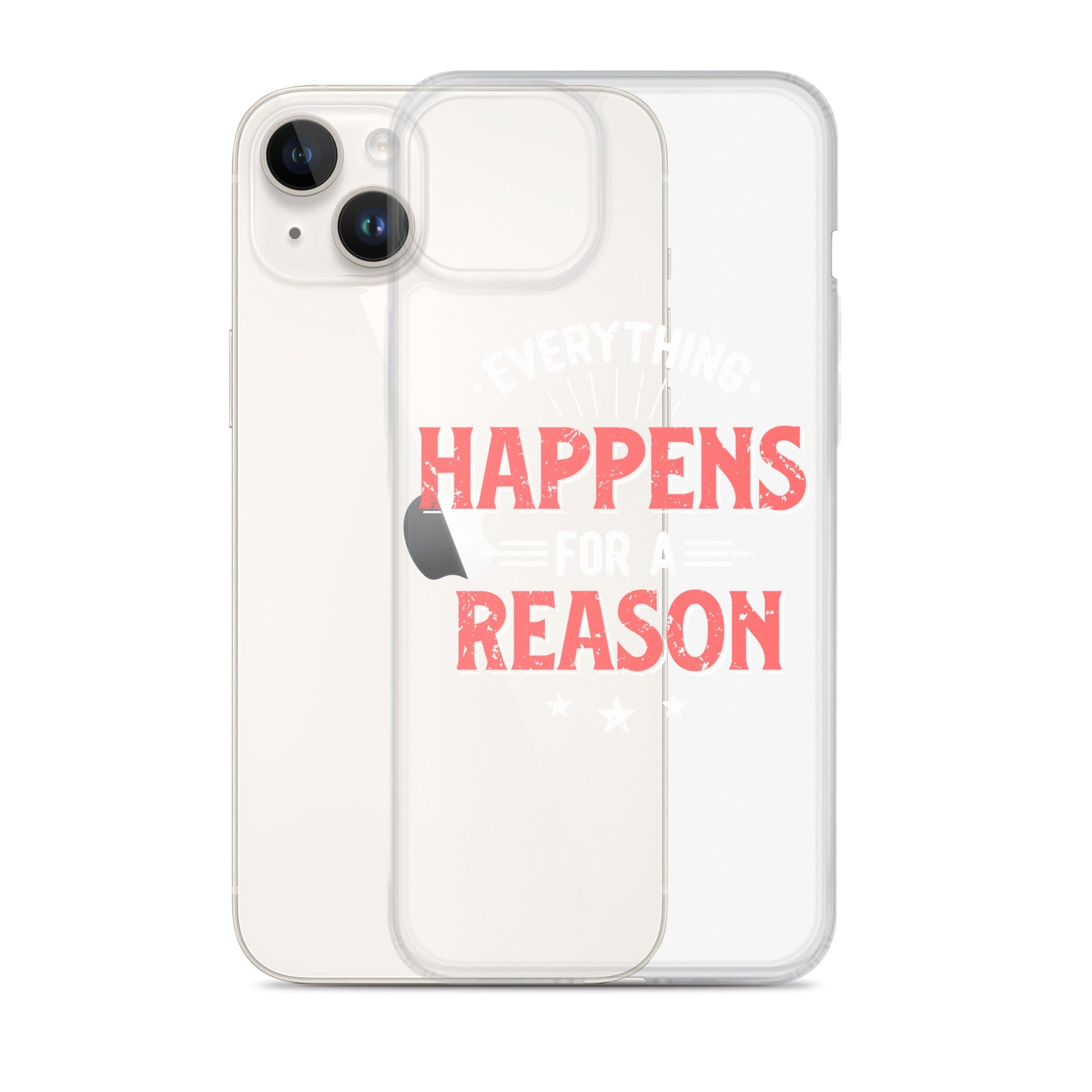 Clear Case for iPhone® - Everything Happens For A Reason - Black Phone - Pixellly ANZ