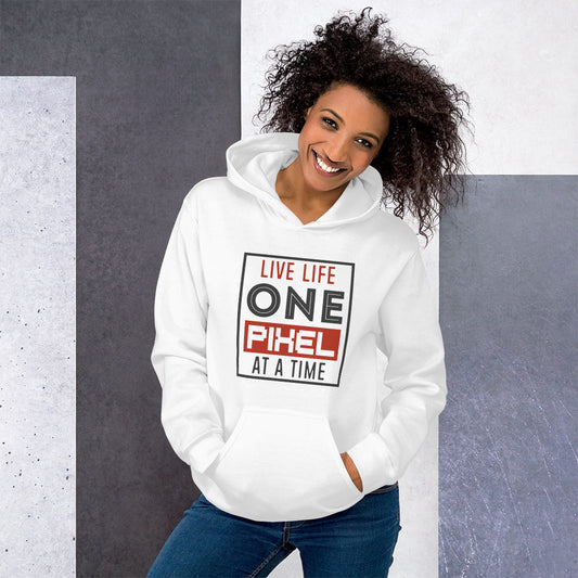 Women's Live Life One Pixel At A Time Hoodie - White - Pixellly ANZ